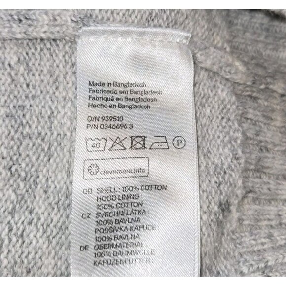 L.O.G.G. by H&M Grey White Denim Color Knit Womens 1/4 Zip Hoodie Kangaroo Large - Picture 6 of 8